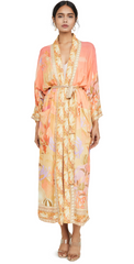 Kimono de fiesta floral de algodón y seda color naranja, bata larga de algodón, kimono