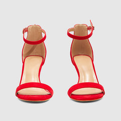 Sandalen mit Stilettoabsatz und Knöchelriemen, offene Zehenpartie