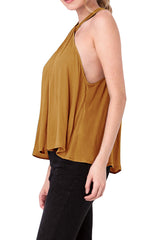 Sleeveless Halter Neck Top with Twist and Buckle