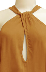 Sleeveless Halter Neck Top with Twist and Buckle