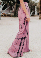 Hose mit weitem Bein und hoher Taille und Batikmuster