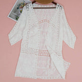 Cárdigan de playa de longitud media con encaje y chal