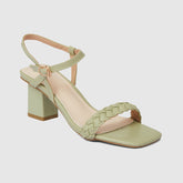 Square Toe Ankle Strap Heeled Samdals Green