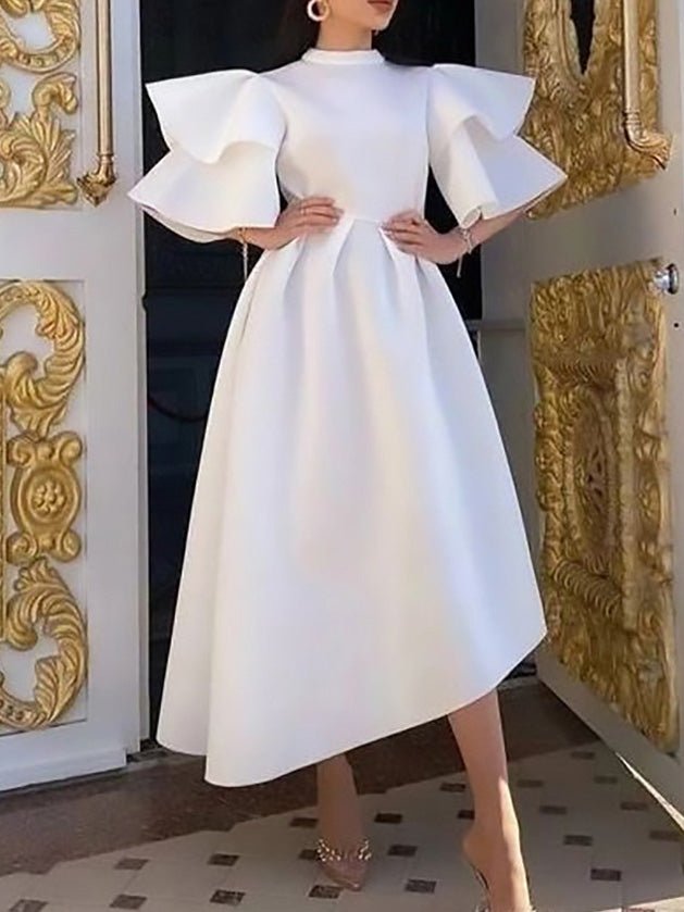 Women's Dresses Solid Double Layer Ruffle Sleeve Dress Emes Shop Women's Dresses Solid Double Layer Ruffle Sleeve Dress Emes Shop