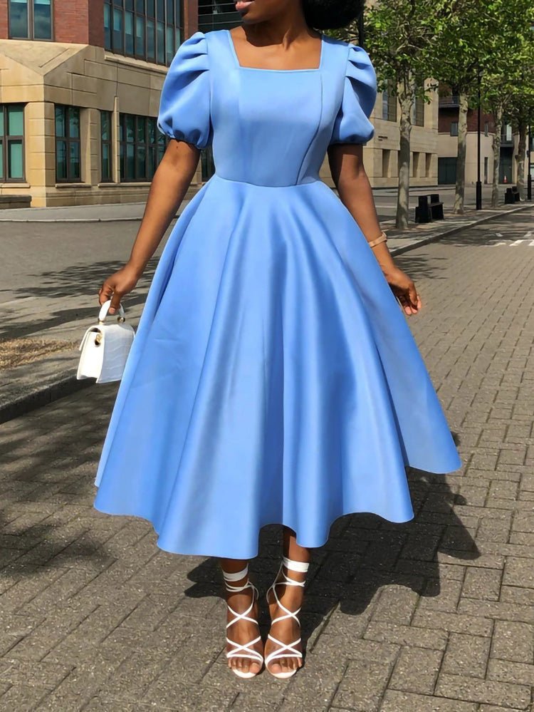 chinese dress ladies Women's Dresses Solid Square Neck Short Sleeve Dress Emes Shop chinese dress ladies Women's Dresses Solid Square Neck Short Sleeve Dress Emes Shop