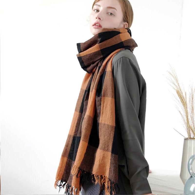 Cashmere-Feel Plaid Shawl