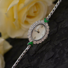 European Small Gold Watch Handmade Inlaid Rhinestone Middle Ancient