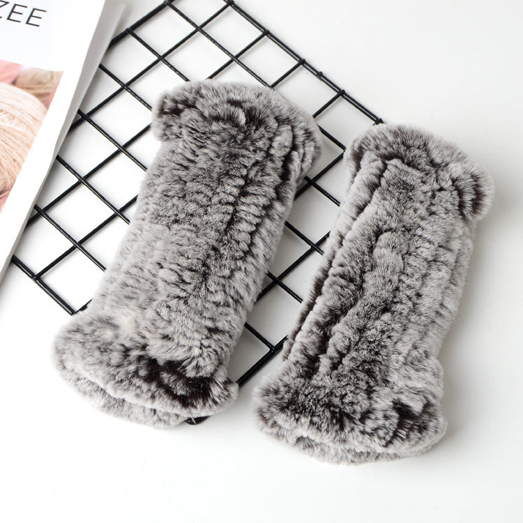 Autumn And Winter Warm Thickening Female Student Writing Knitted Gloves