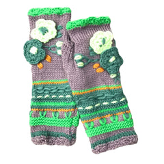 Thick Needle Hand Crocheted Small Flower Adult Warm Knitted Gloves