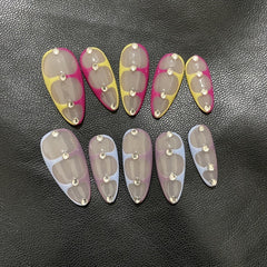 Fortgeschrittene Mandel French Finished Nail Art Handgefertigt Custom Wear Nail