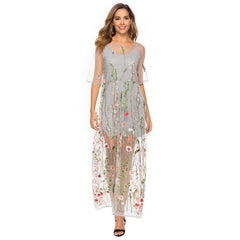 Embroidered Lace Dress Two Piece Set