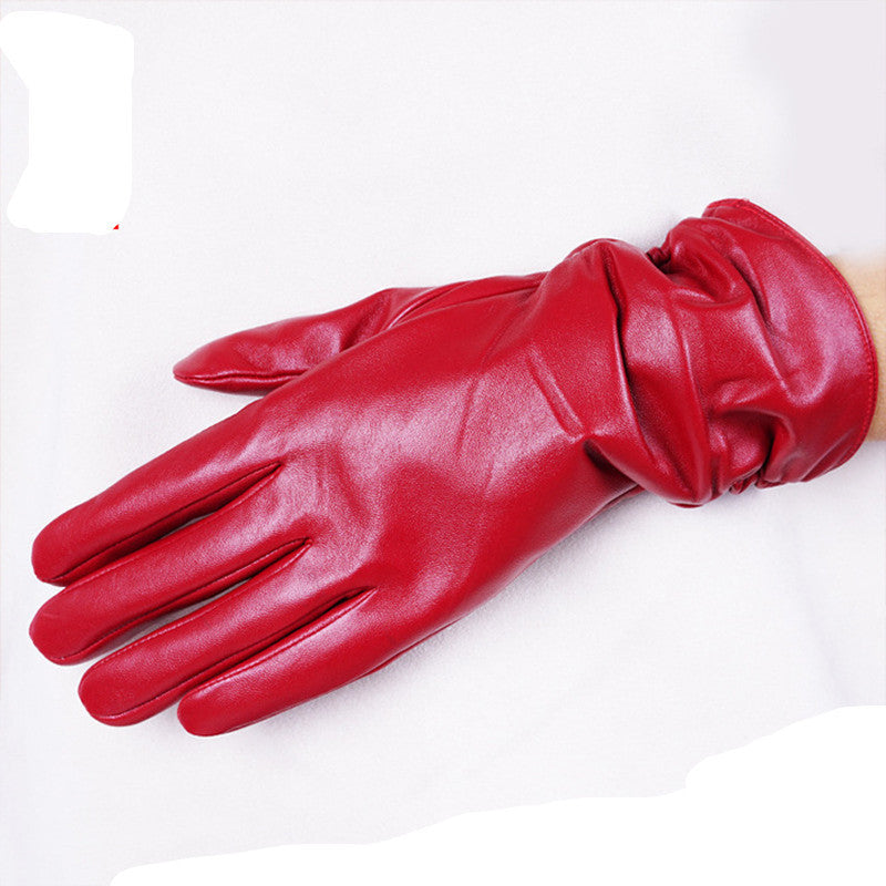 Women Winter Leather Gloves Outdoor Women Gloves