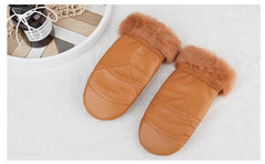 Guantes de cuero para ciclismo, gruesos, informales y cálidos, para invierno