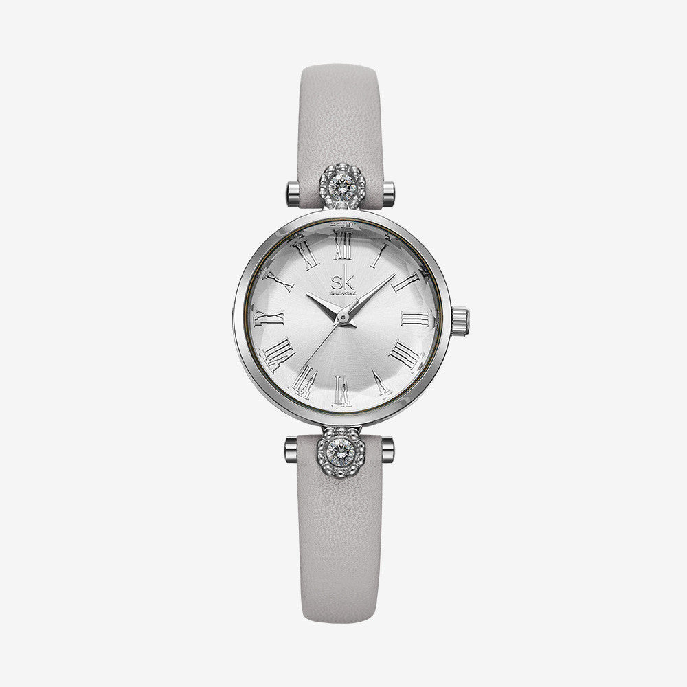 Reloj de señora con incrustaciones de diamantes y cristal floral