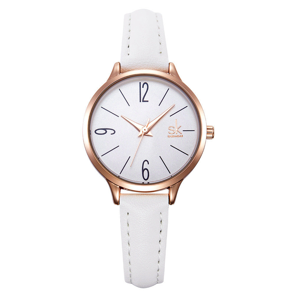 Shengke Leather Strap Ladies Watch