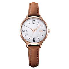Shengke Leather Strap Ladies Watch