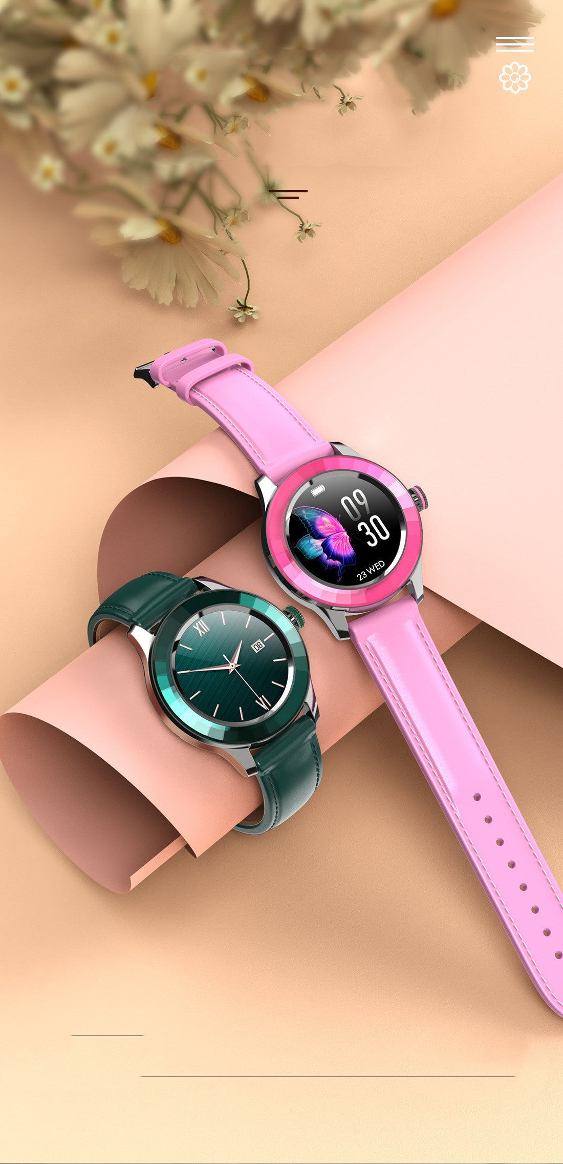 S09 Smart Watch Weiblicher runder Touchscreen Ip67 wasserdichte Anruferinnerung Smart Watch