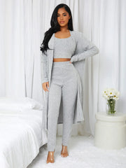 3 Pieces Ribbed Knit Lounge Set