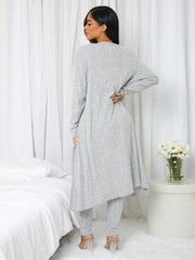 3 Pieces Ribbed Knit Lounge Set