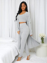 3 Pieces Ribbed Knit Lounge Set