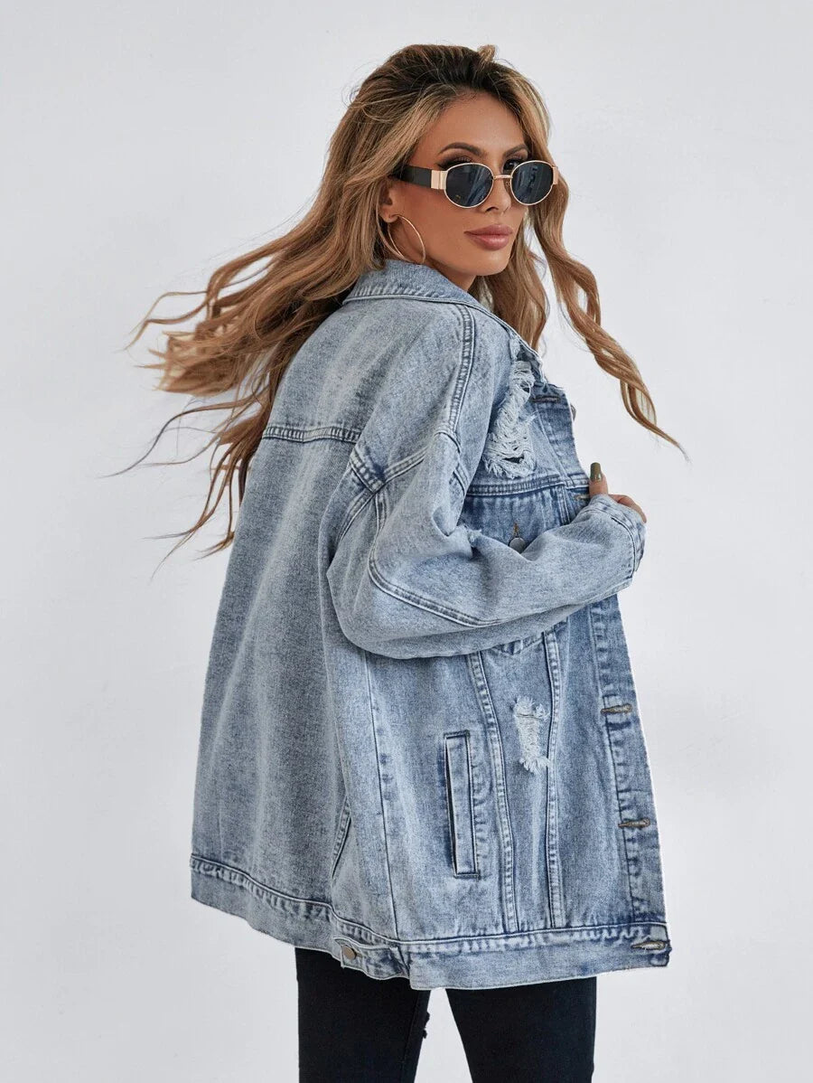 Jeansjacke mit Klappentasche 