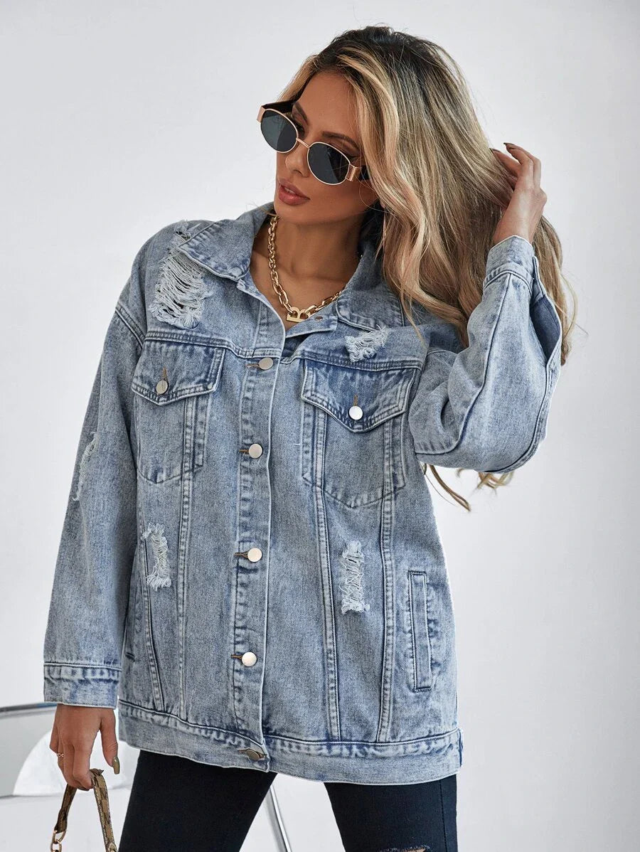 Jeansjacke mit Klappentasche 