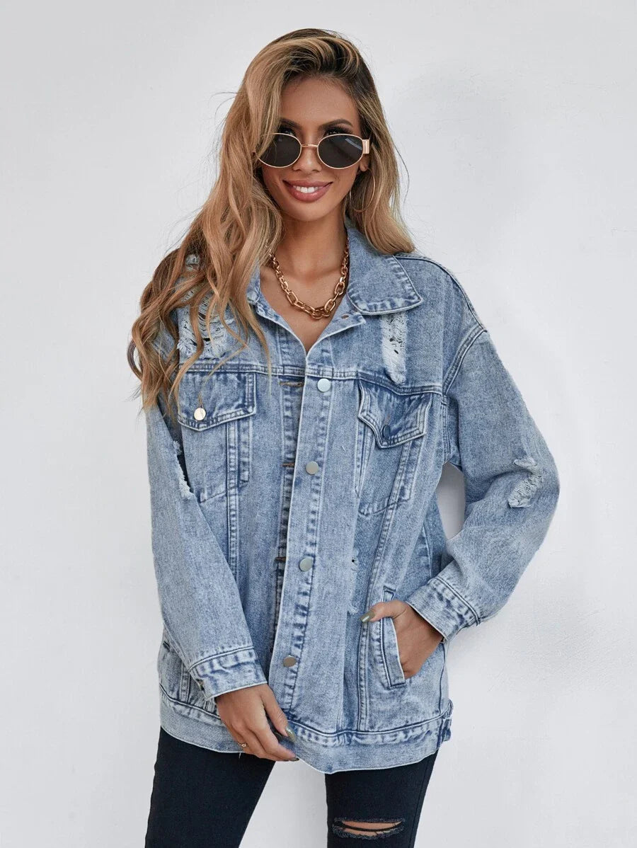 Jeansjacke mit Klappentasche 