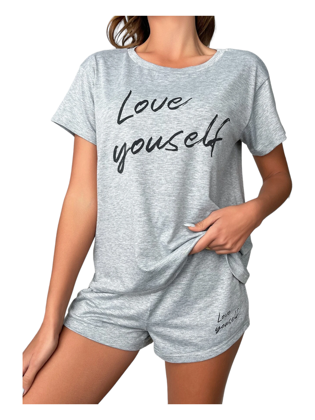 Lounge-Set aus T-Shirt und Shorts mit Buchstabengrafik