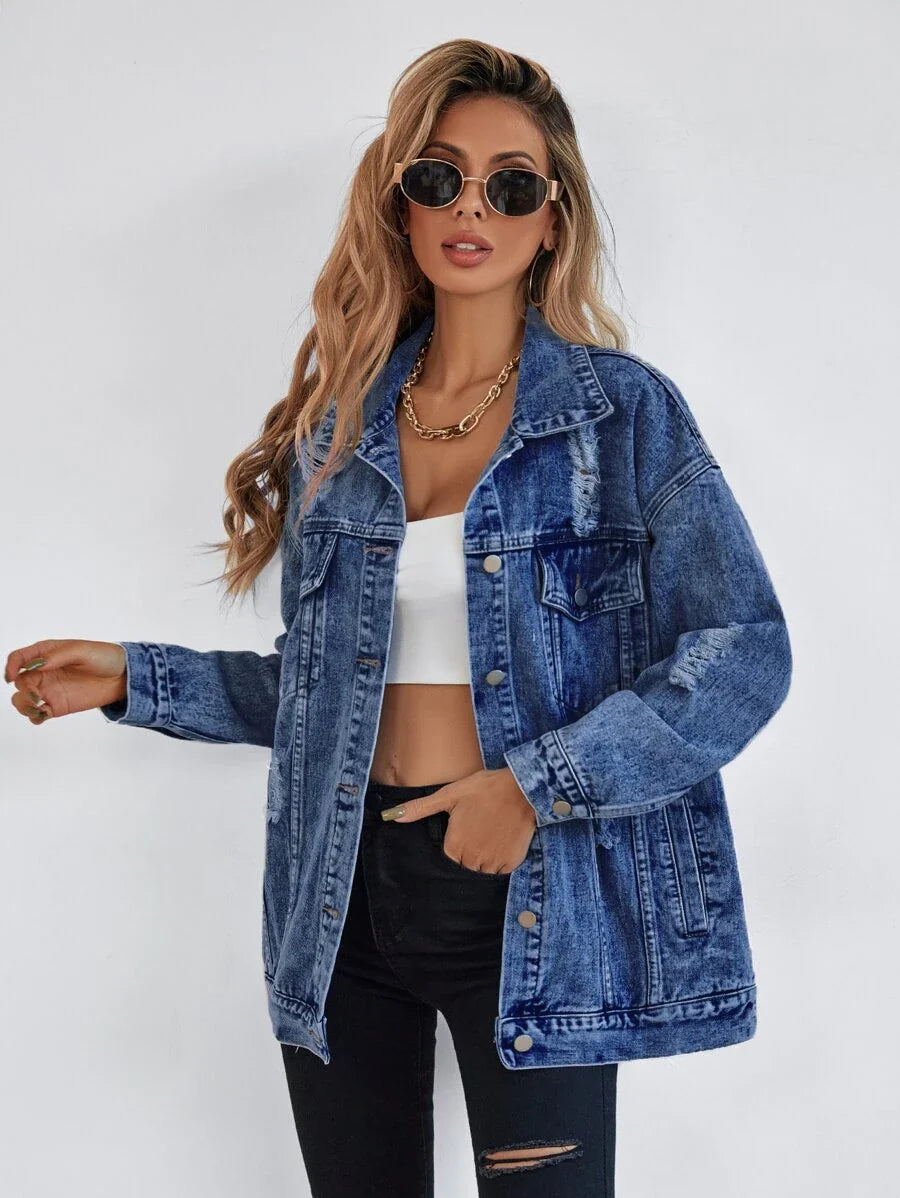 Jeansjacke mit Klappentasche 