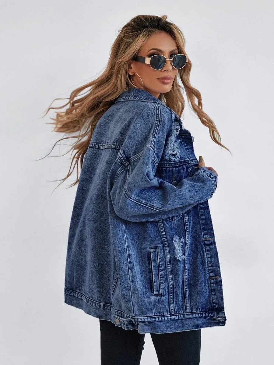 Jeansjacke mit Klappentasche 