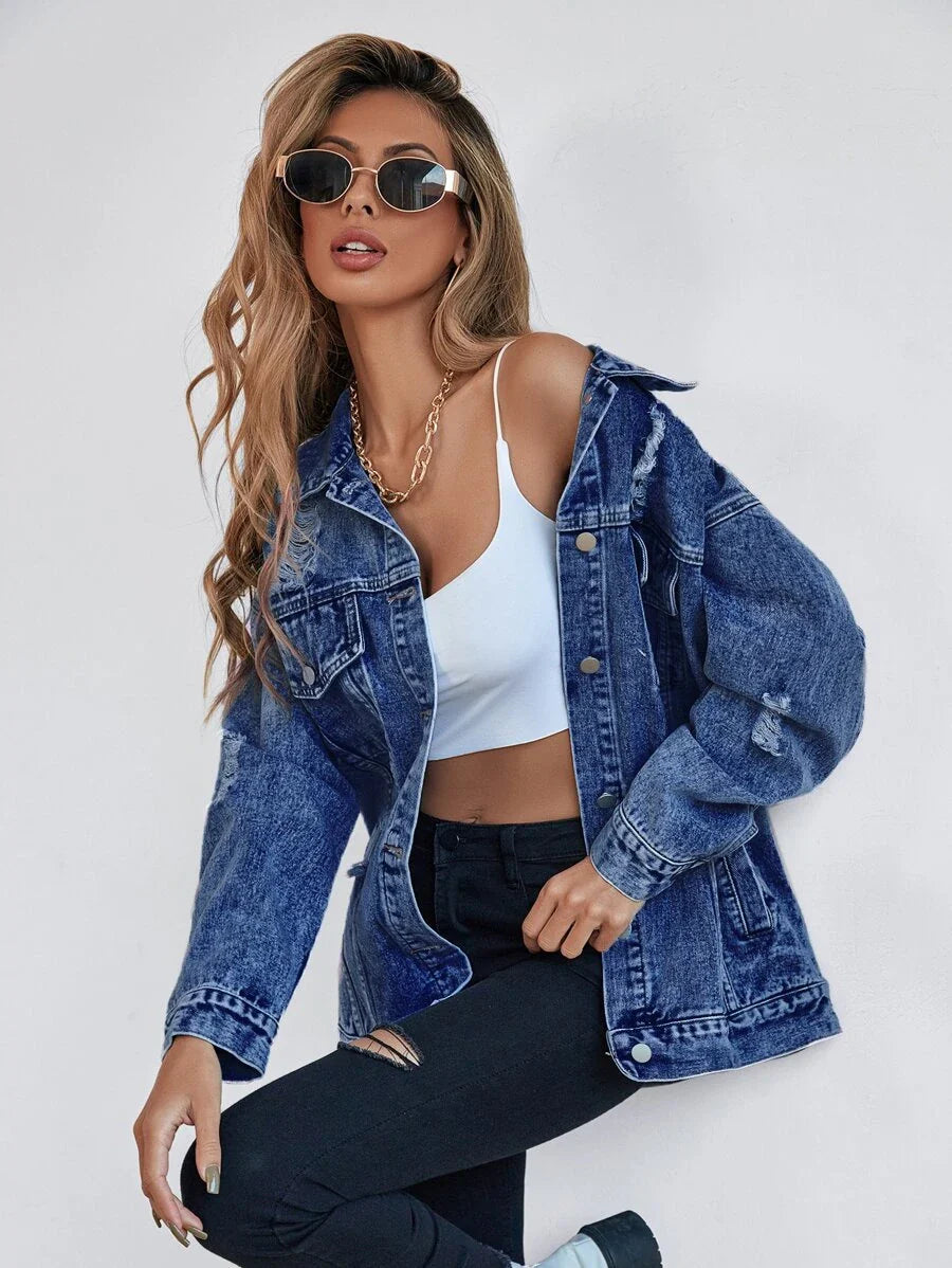 Jeansjacke mit Klappentasche 