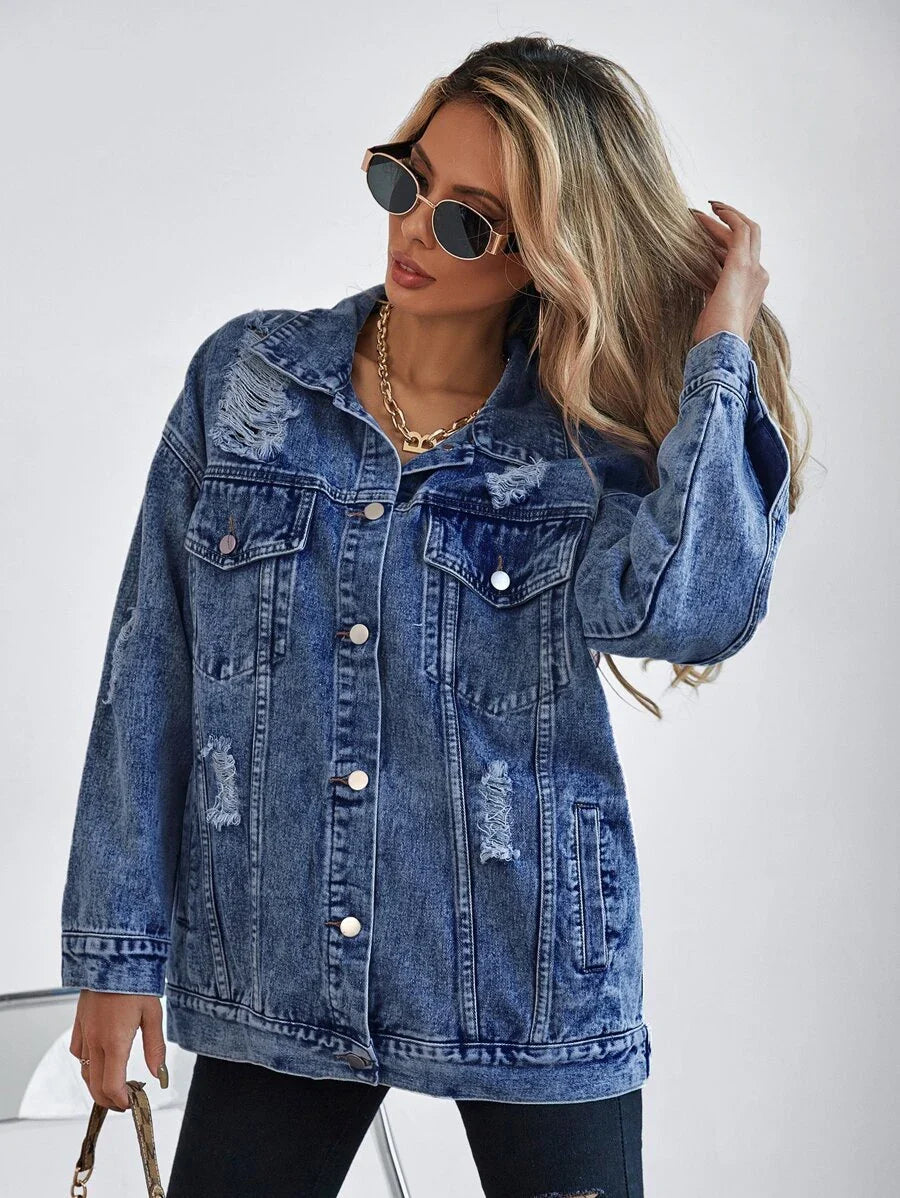 Jeansjacke mit Klappentasche 