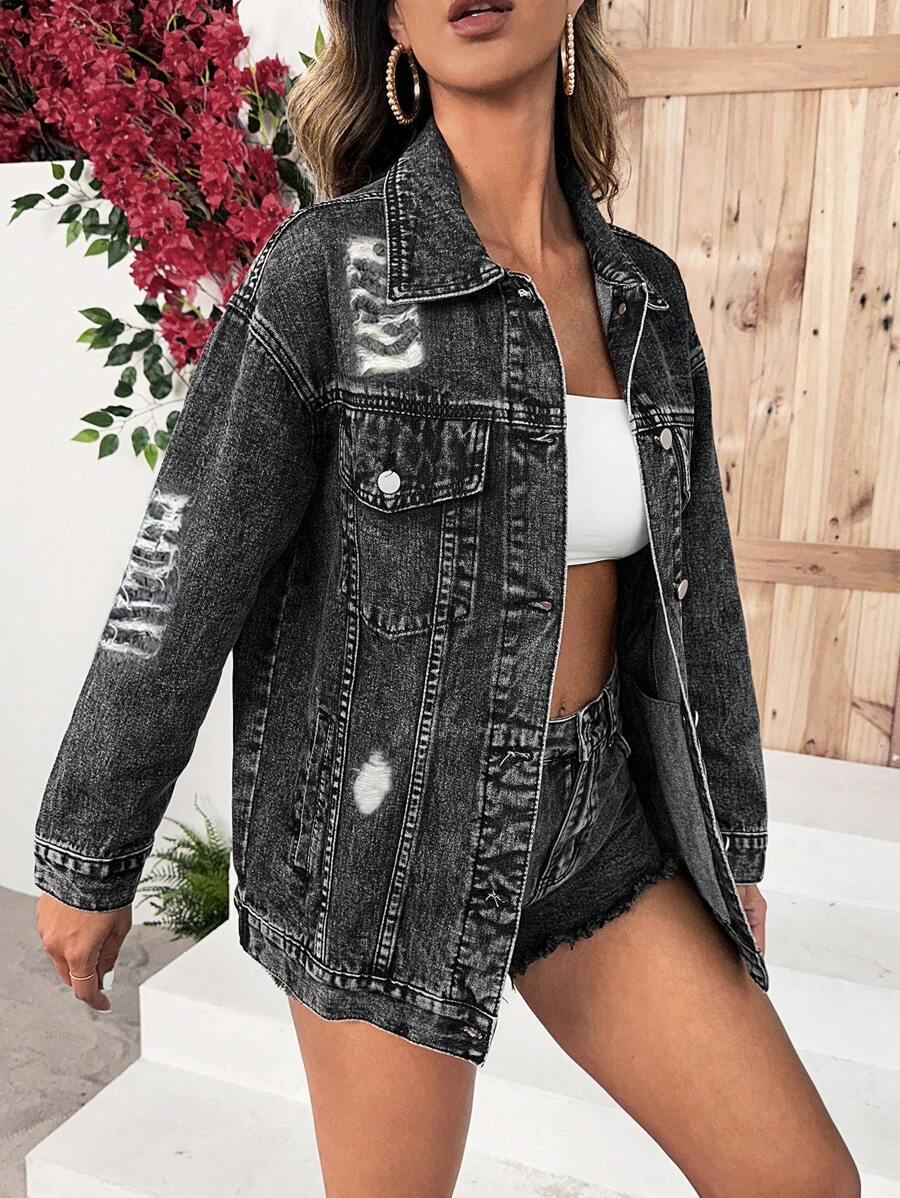 Jeansjacke mit Klappentasche 