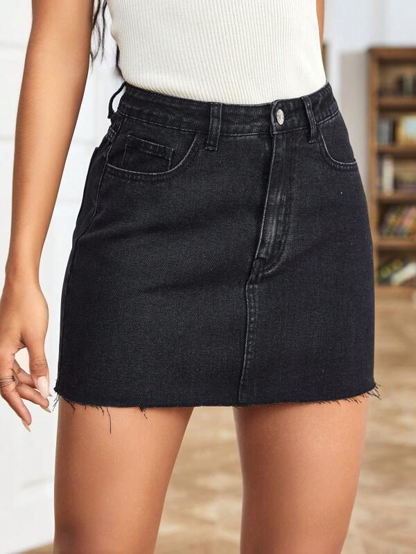 Plain Denim Skirt