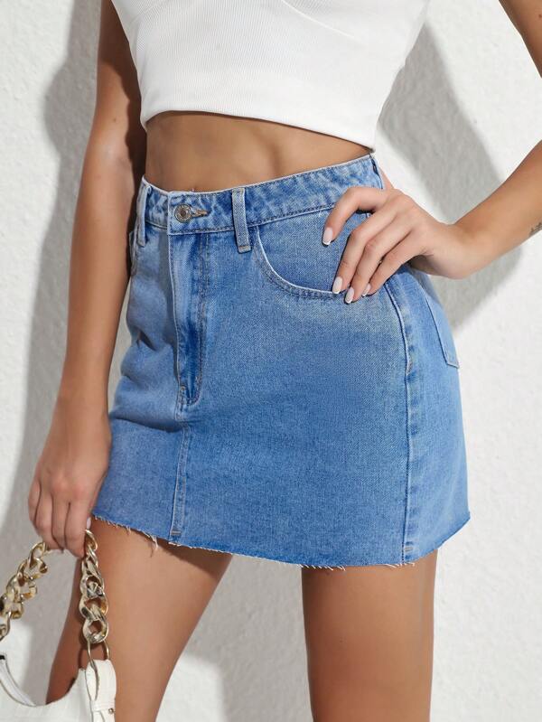 Plain Denim Skirt