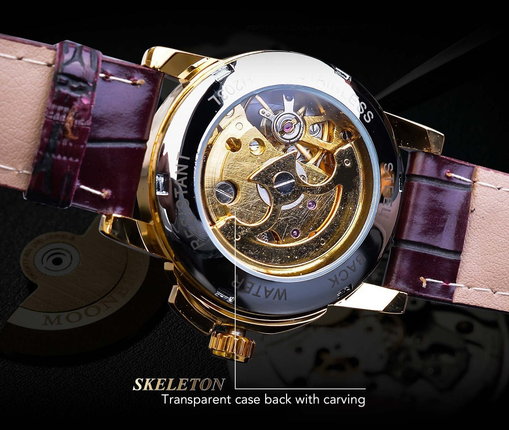 Retro Diamond Studded Hollow Automatic Mechanical Watch