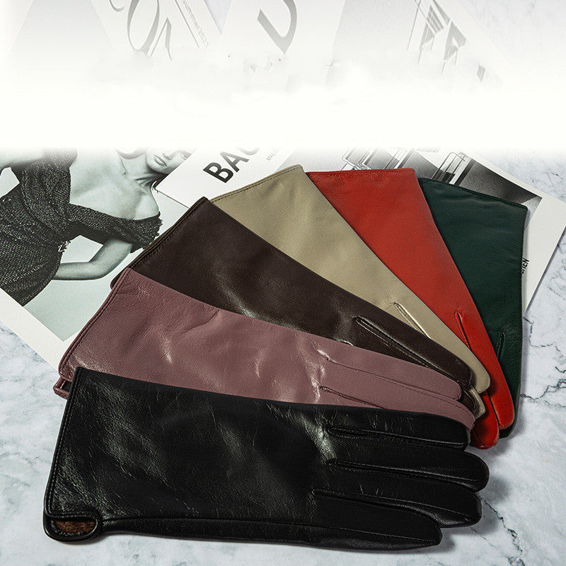 Guantes para pantalla táctil con forro de felpa y cuero grueso
