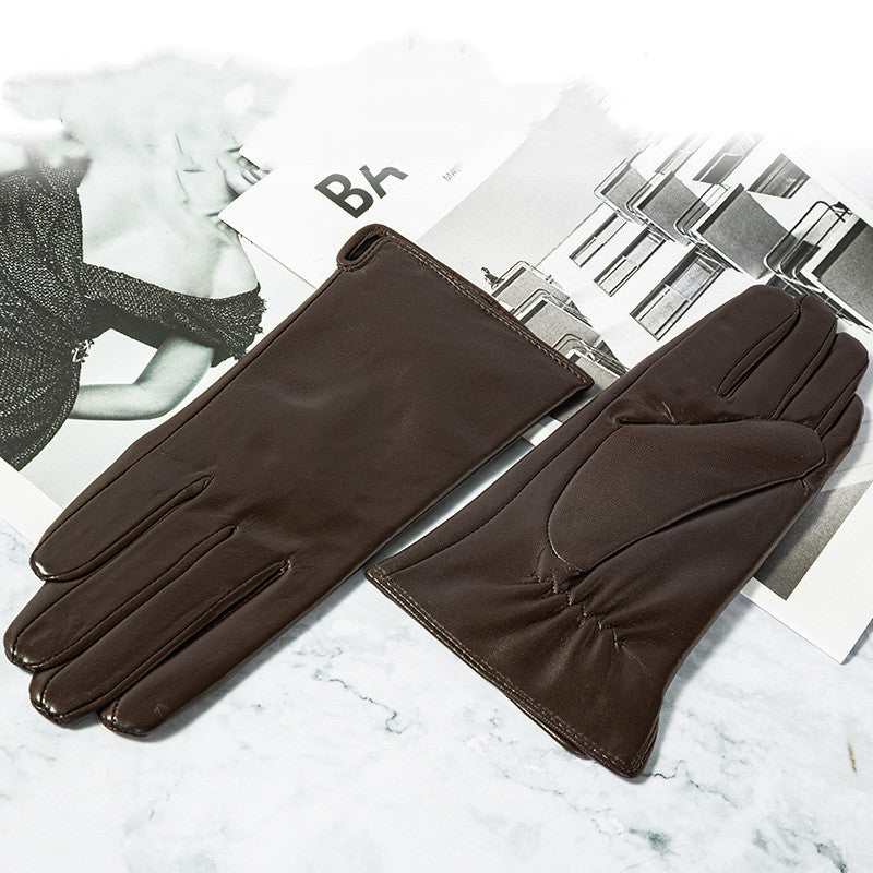 Guantes para pantalla táctil con forro de felpa y cuero grueso