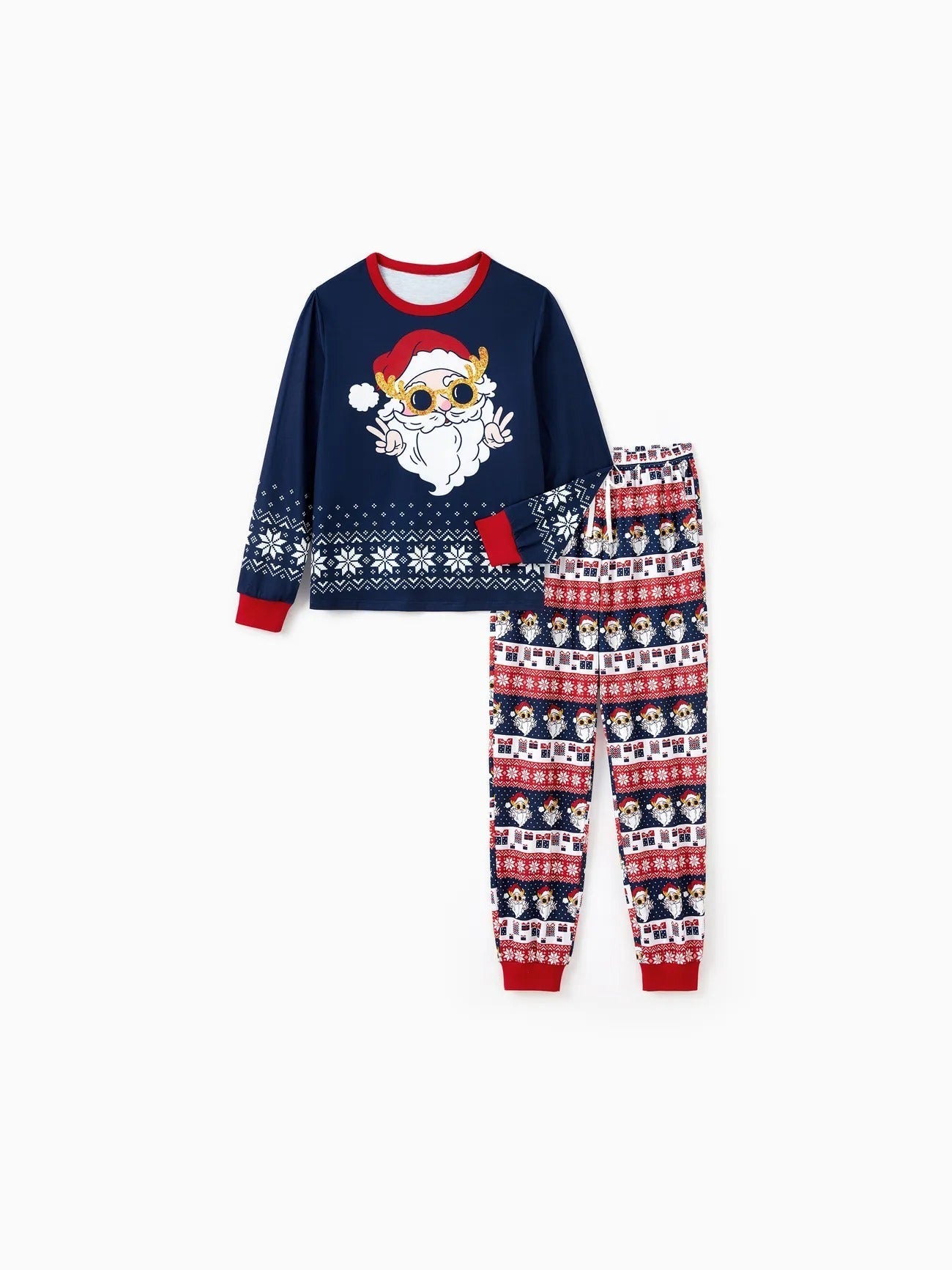 Passendes Familien-Pyjama-Set mit Weihnachtsmann-Grafik