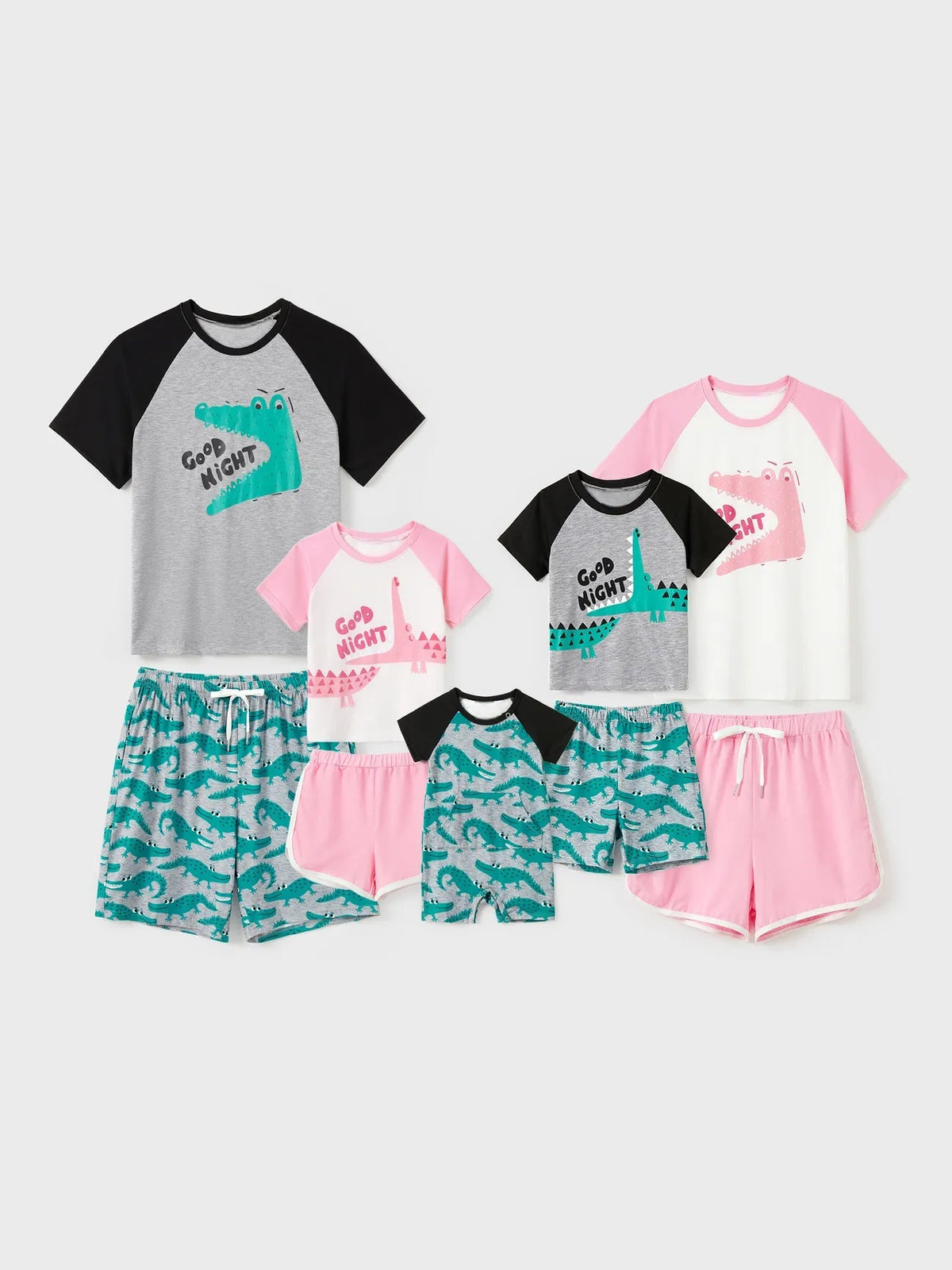 Pijama de verano con estampado de cocodrilo a juego para toda la familia