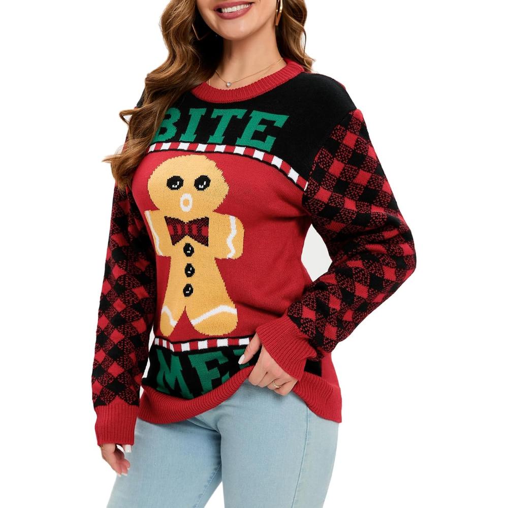 Suéter navideño festivo con estampado festivo divertido