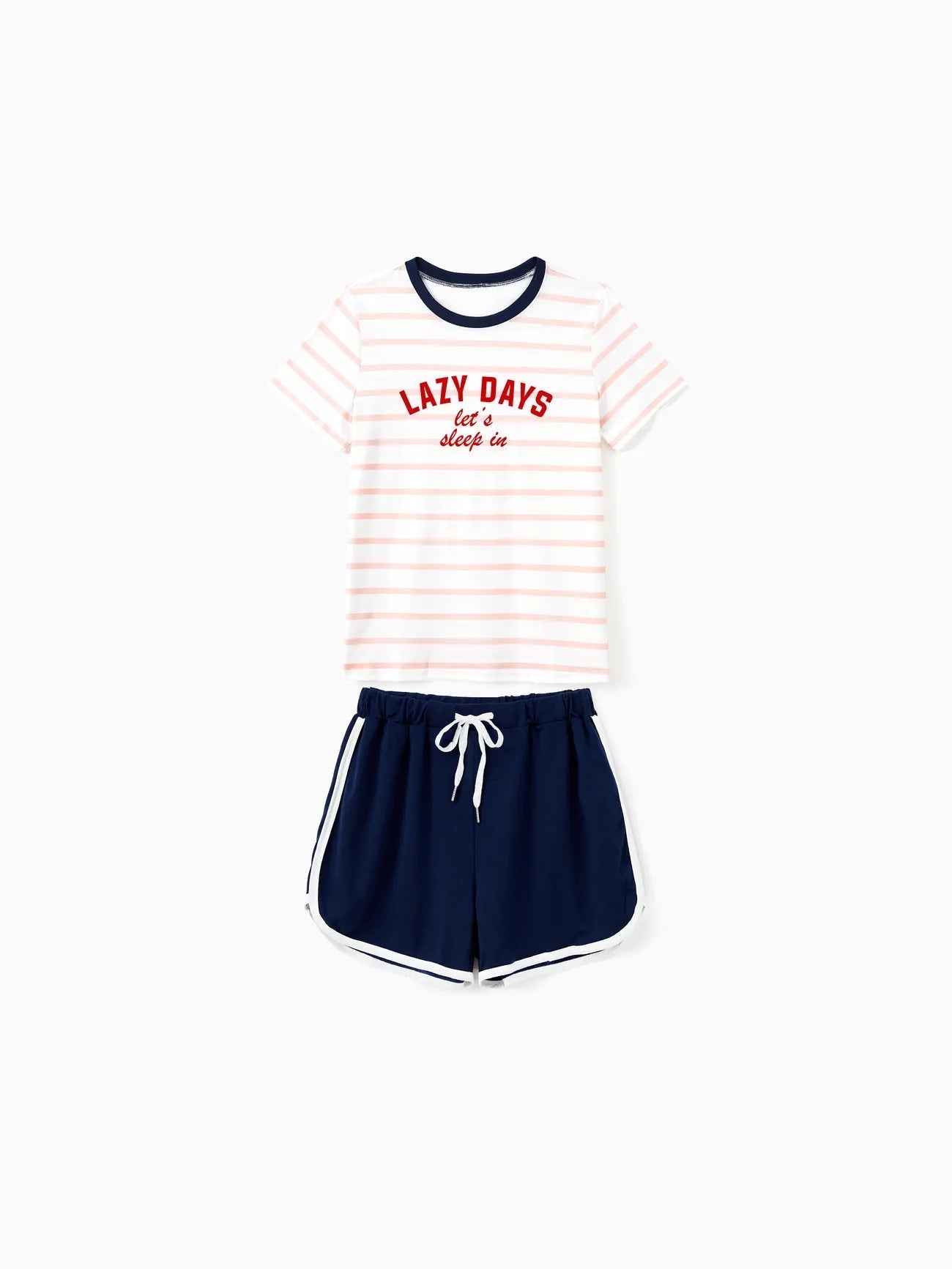 Passendes Familien-Pyjama-Set im Preppy-Stil mit Streifen und Shorts