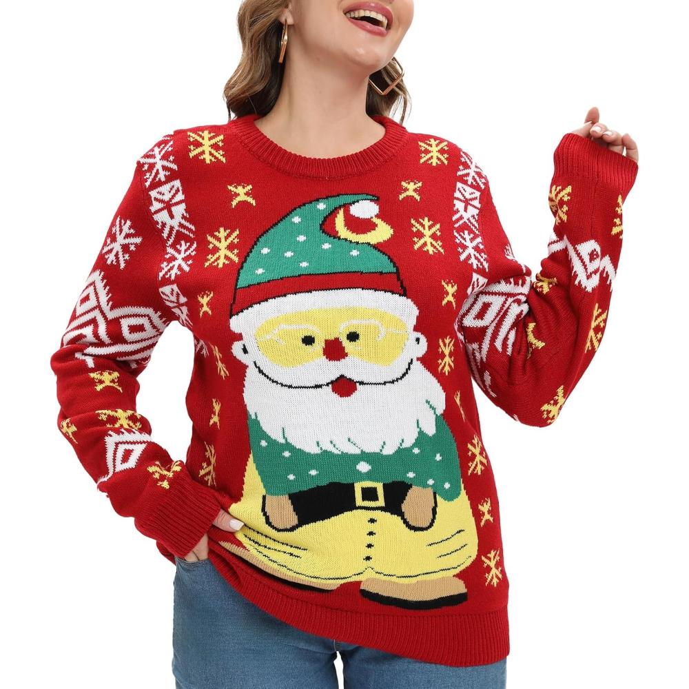 Suéter navideño festivo con estampado festivo divertido