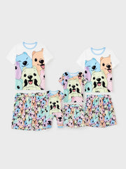 Conjunto de pijama familiar a juego con estampado de oso sonriente