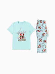 Weihnachts-Familienpyjama-Set mit Popcorn-Print