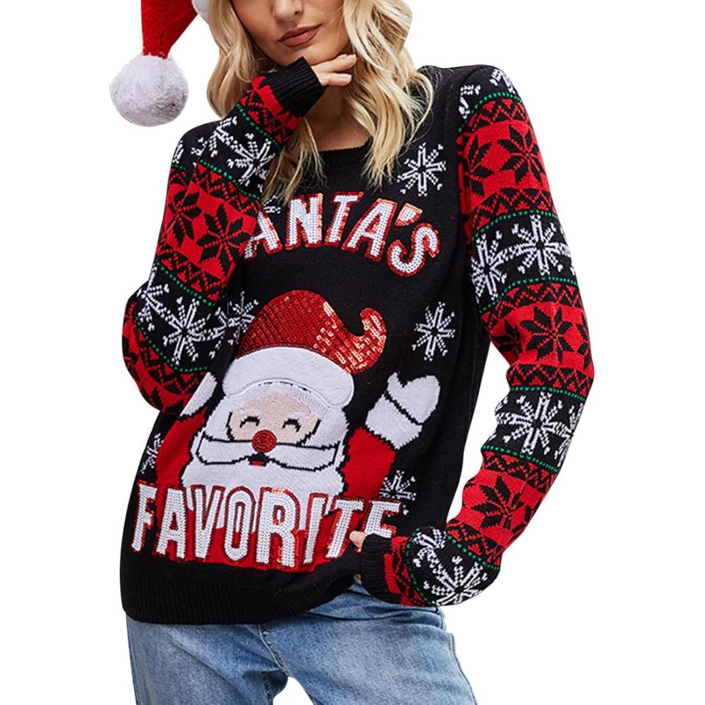 Suéter navideño festivo con estampado festivo divertido