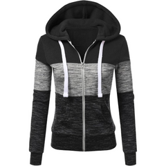 Chaqueta con capucha y cremallera con rayas en contraste