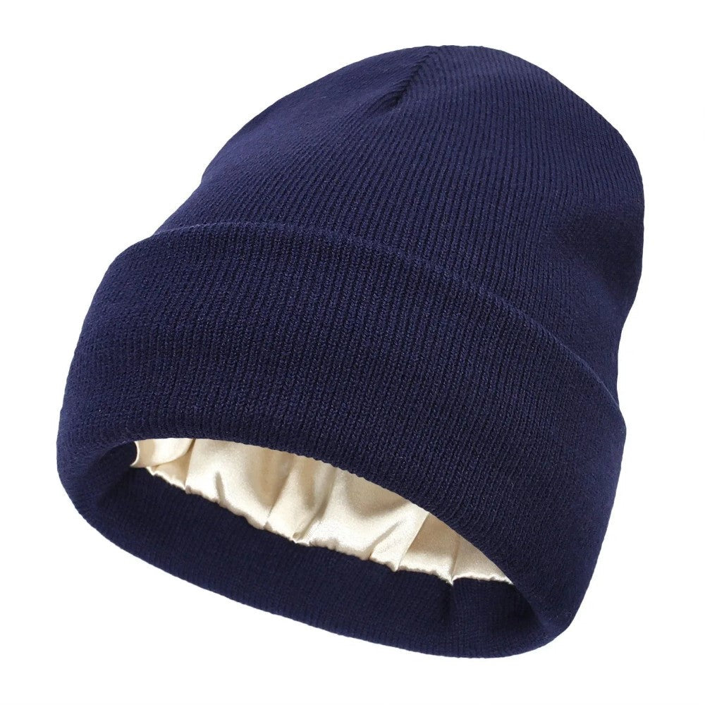 Gorro de punto aislante con forro de satén