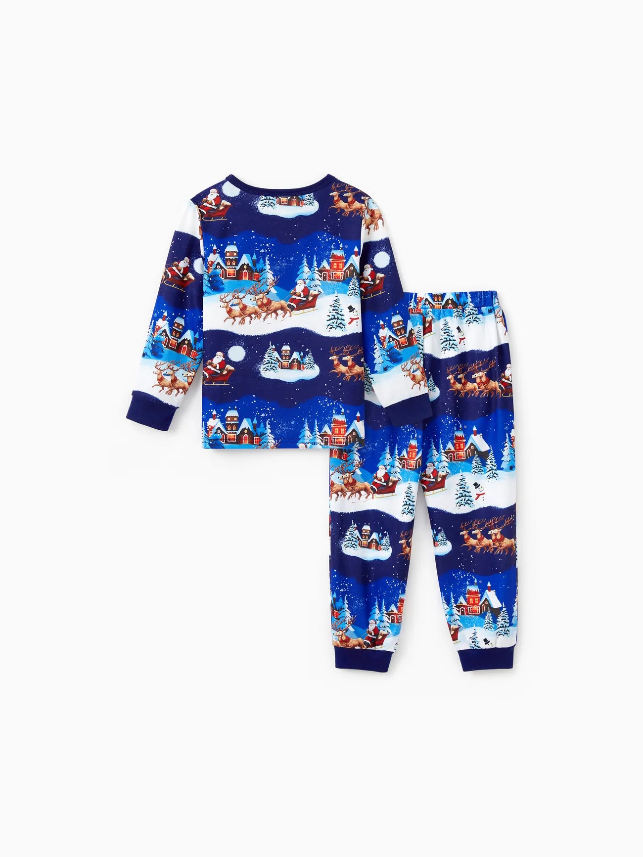 Conjunto de pijamas a juego para la familia con trineo de Papá Noel y renos