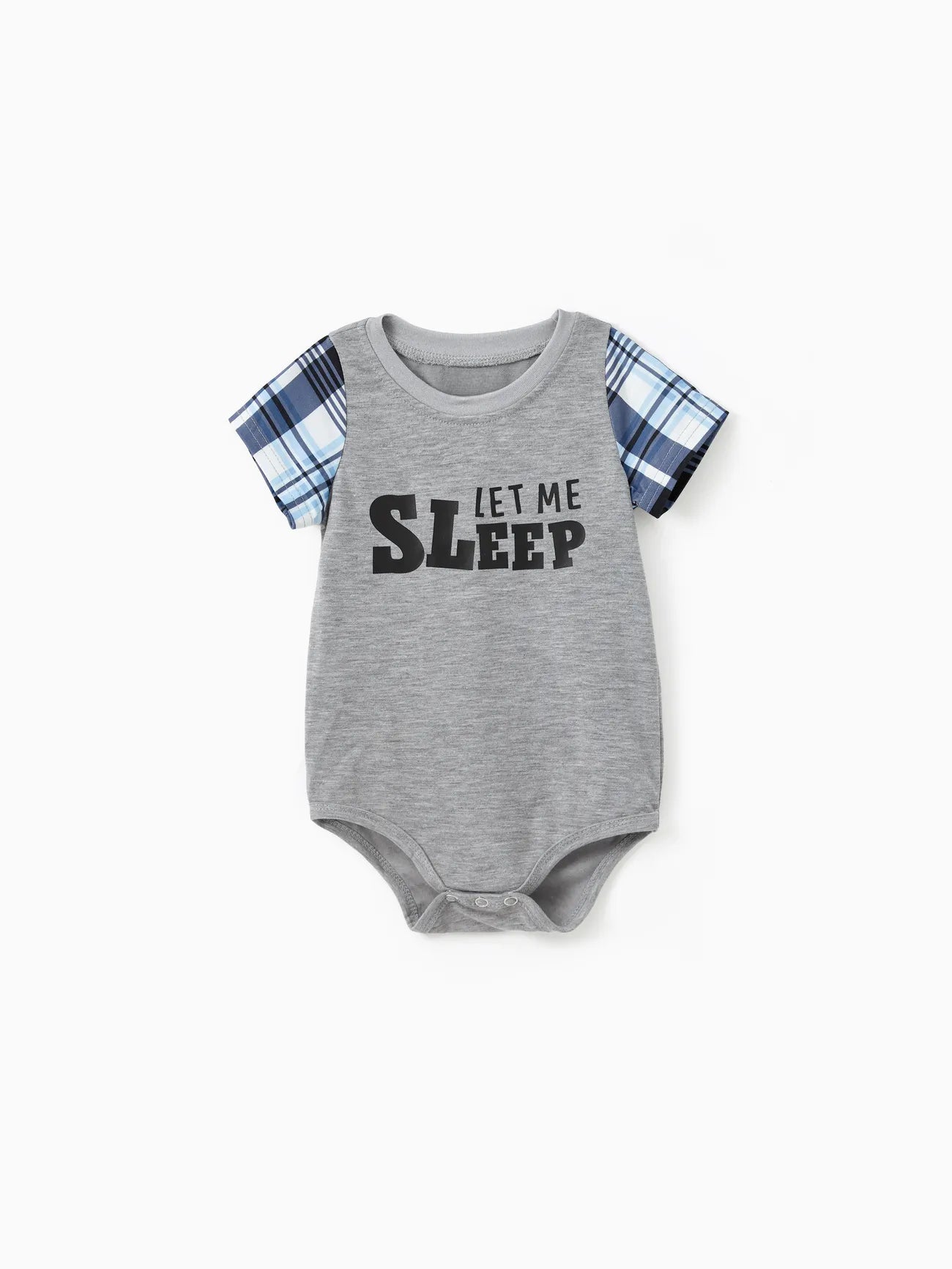 Familien-Pyjama-Set mit „Let Me Sleep“-Print und karierten Shorts